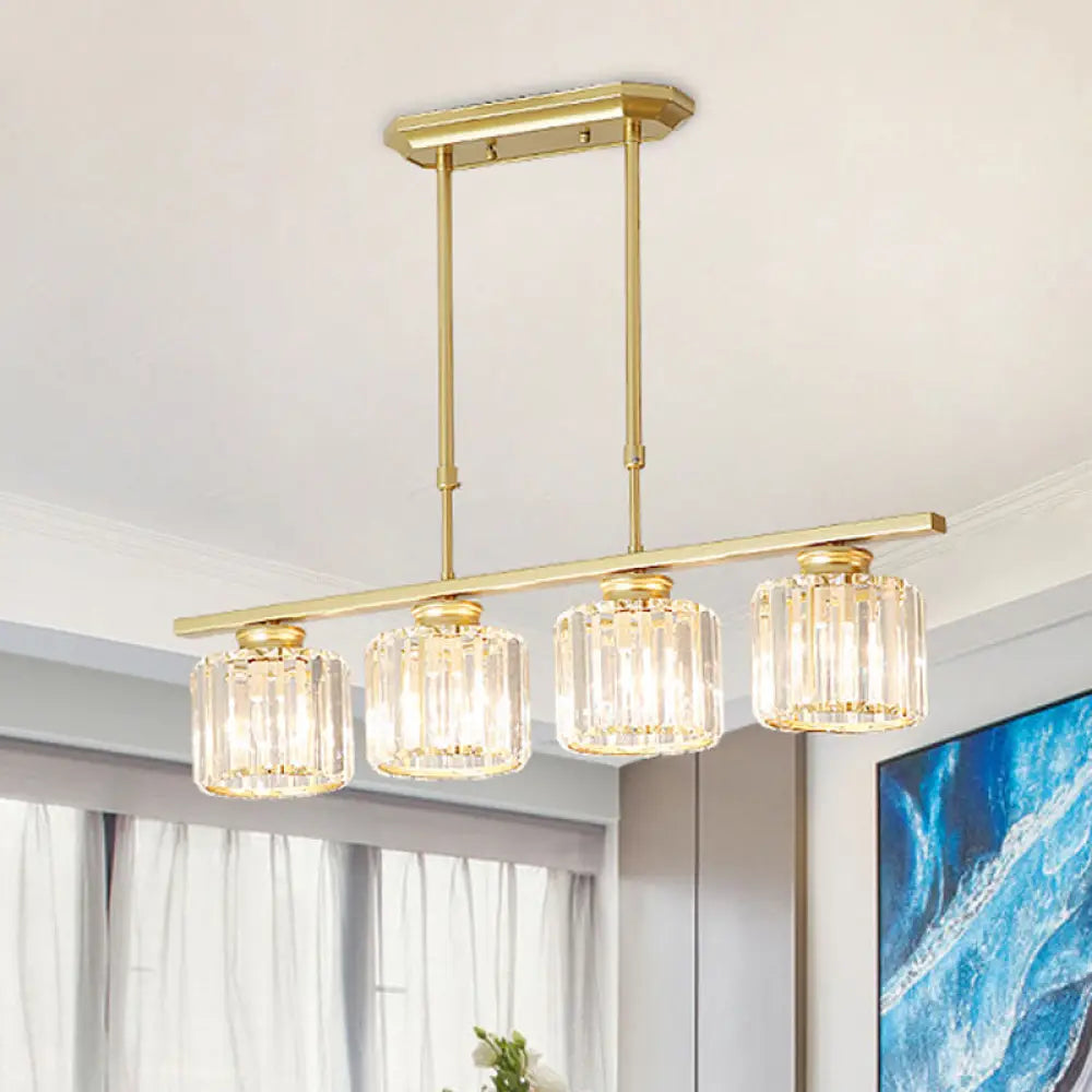 DecorBites™ Crystal Shaded Ceiling Pendant Light for Modern Dining Room in Brass