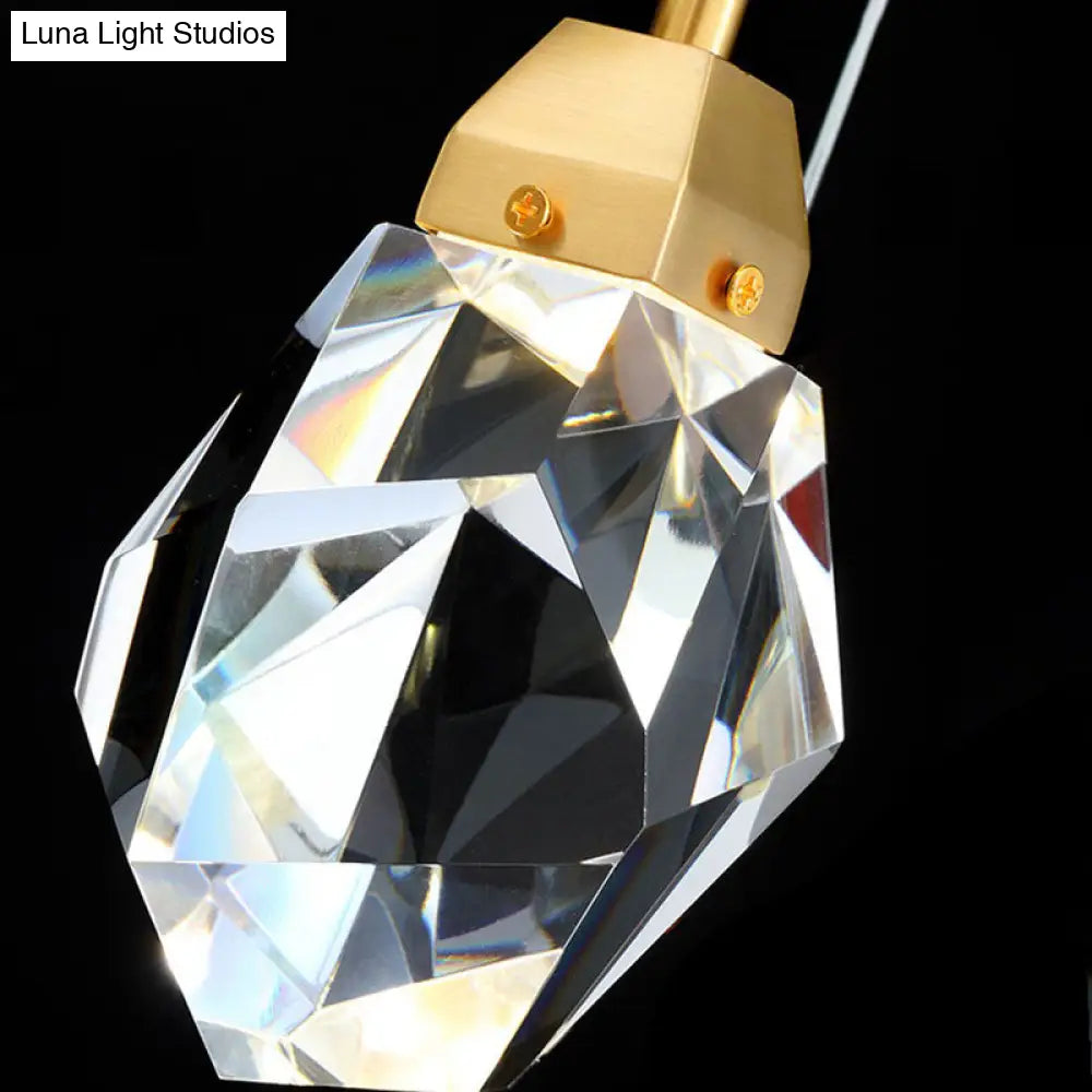 DecorBites™ Crystal Stone-Shape Pendant Light Fixture Contemporary Style Down Lighting Pendant in Gold