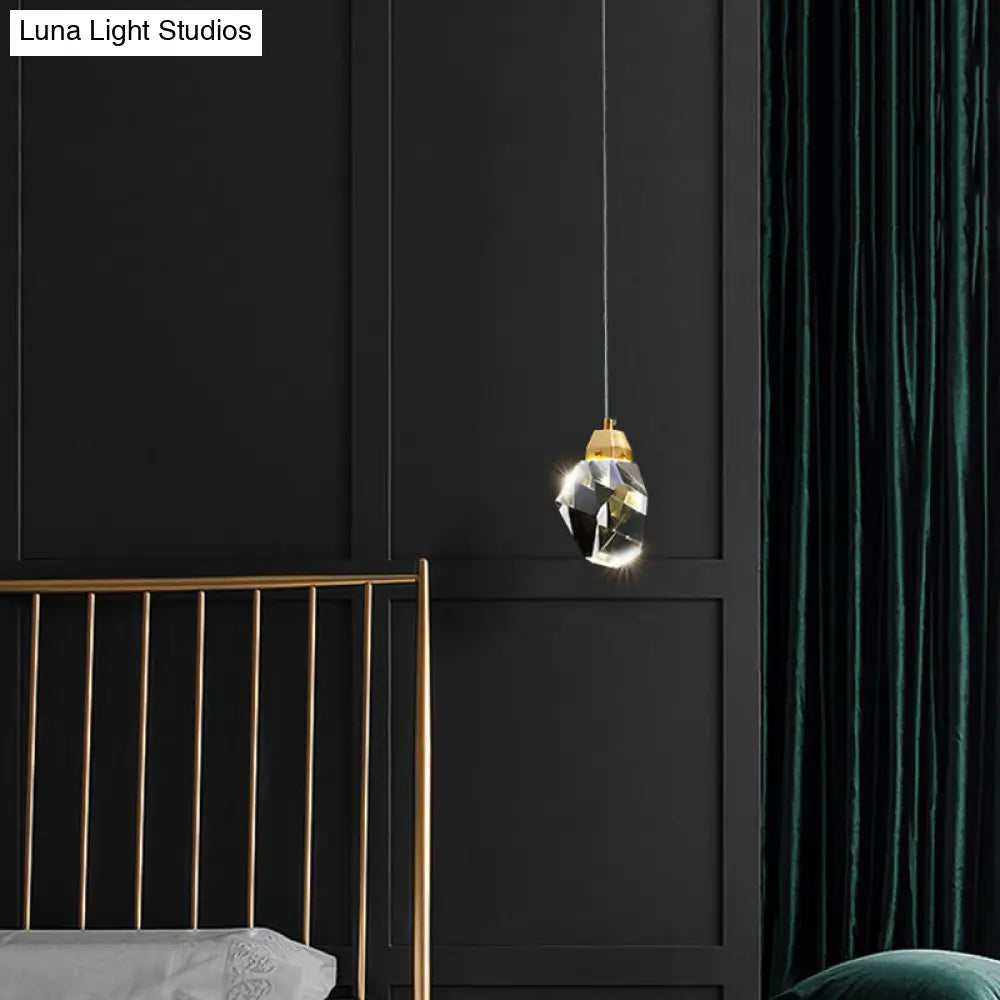 DecorBites™ Crystal Stone-Shape Pendant Light Fixture Contemporary Style Down Lighting Pendant in Gold