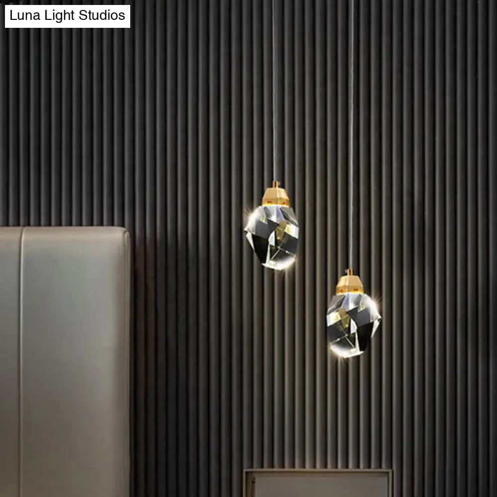 DecorBites™ Crystal Stone-Shape Pendant Light Fixture Contemporary Style Down Lighting Pendant in Gold