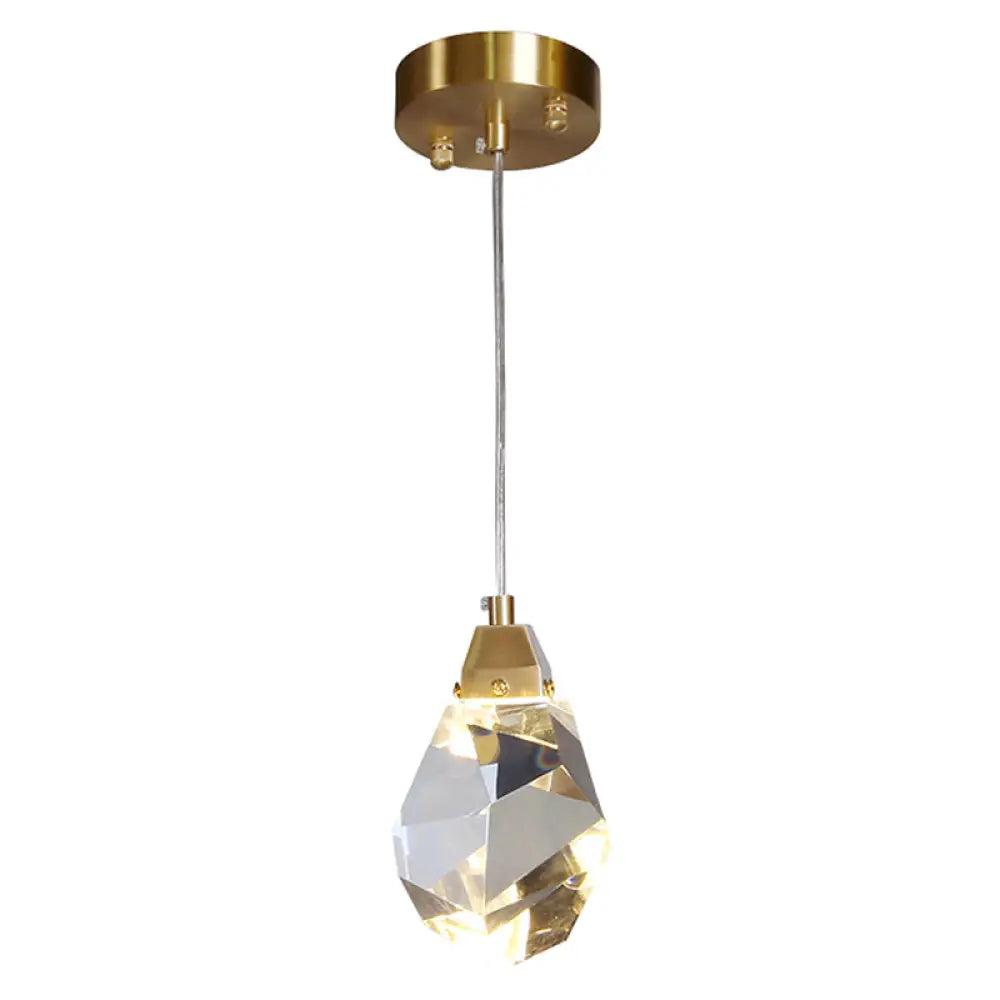 DecorBites™ Crystal Stone-Shape Pendant Light Fixture Contemporary Style Down Lighting Pendant in Gold
