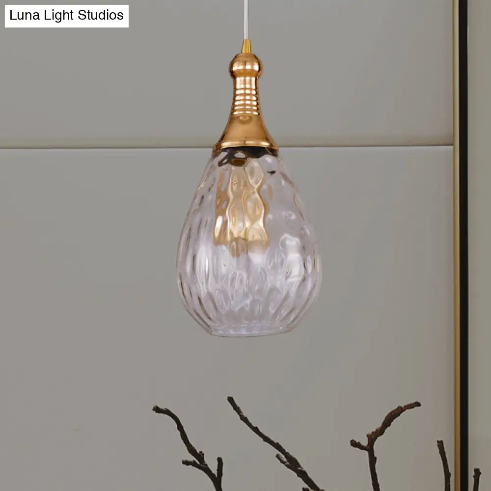 DecorBites™ Daisy - Industrial Black/Brass Teardrop Ceiling Light Industrial Clear/Amber/Grey Water Glass 1-Light Bedroom Pendant Lighting Fixture
