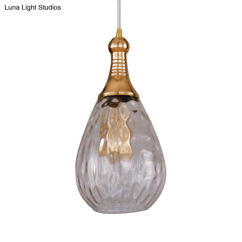 DecorBites™ Daisy - Industrial Black/Brass Teardrop Ceiling Light Industrial Clear/Amber/Grey Water Glass 1-Light Bedroom Pendant Lighting Fixture