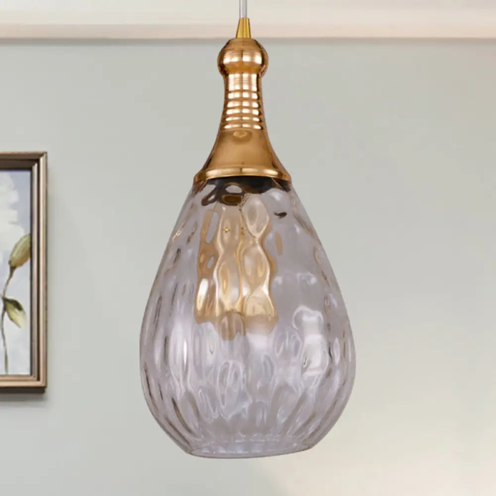 DecorBites™ Daisy - Industrial Black/Brass Teardrop Ceiling Light Industrial Clear/Amber/Grey Water Glass 1-Light Bedroom Pendant Lighting Fixture