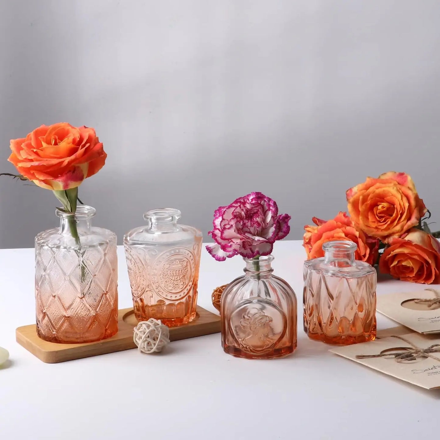 DecorBites™ 30 Gradual Orange Glass Bud Vases for Wedding Centerpieces