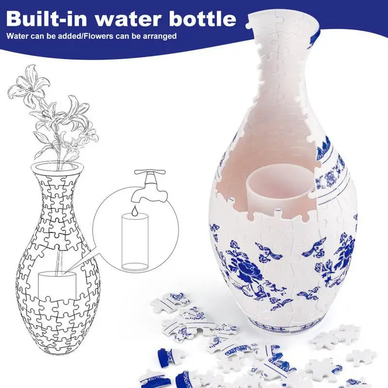 DecorBites™ 3D Puzzle Vase Flower Jigsaw Building Set
