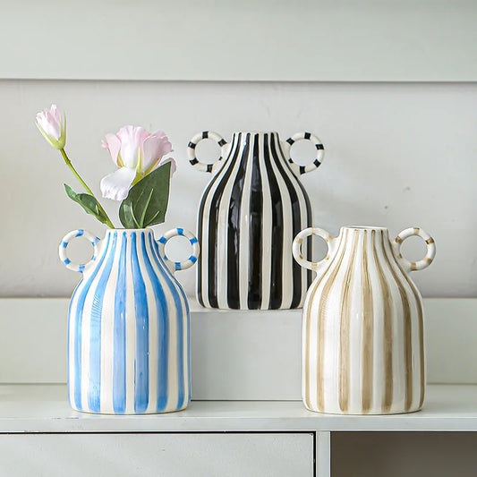 DecorBites™ Abstract Ceramic Hydroponic Vase, Black & White