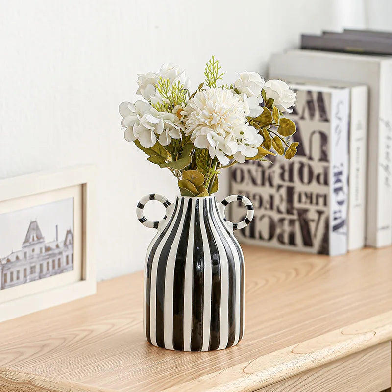 DecorBites™ Abstract Ceramic Hydroponic Vase, Black & White