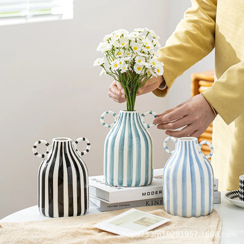 DecorBites™ Abstract Ceramic Hydroponic Vase, Black & White