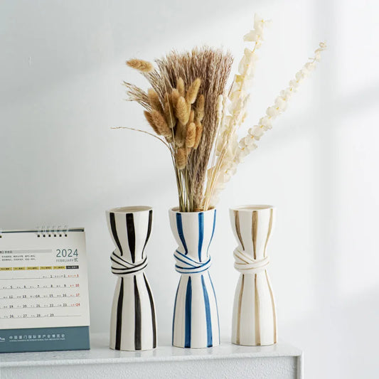 DecorBites™ Abstract Ceramic Hydroponic Vase, Black & White