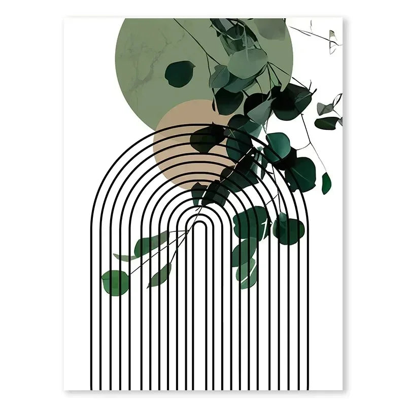DecorBites™ Abstract Green Plants Wall Art Trio
