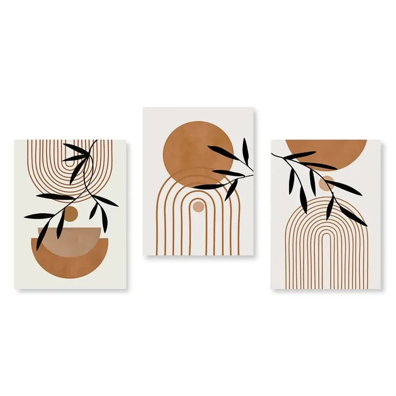 DecorBites™ Abstract Green Plants Wall Art Trio