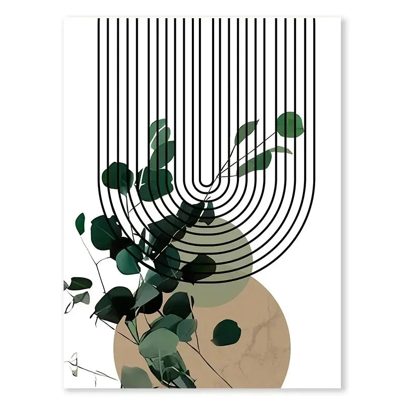 DecorBites™ Abstract Green Plants Wall Art Trio