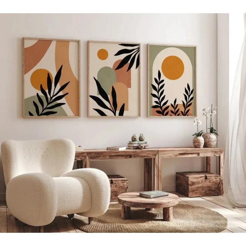 DecorBites™ Abstract Nordic Leaf Canvas Wall Art
