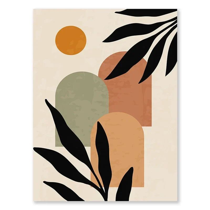 DecorBites™ Abstract Nordic Leaf Canvas Wall Art
