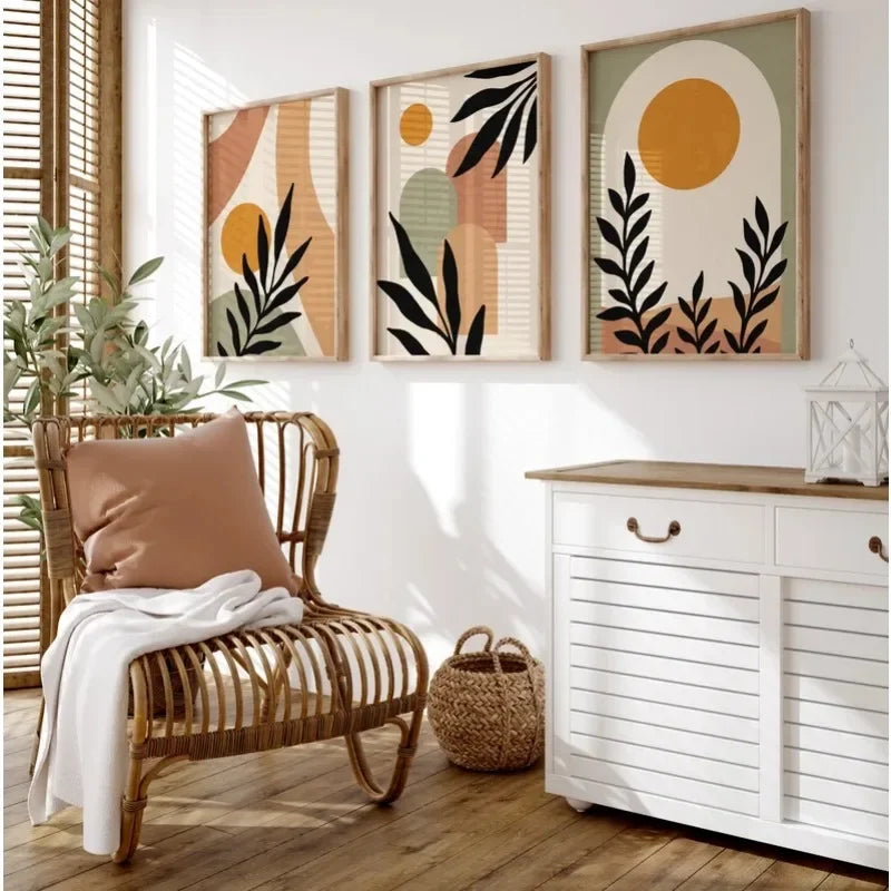 DecorBites™ Abstract Nordic Leaf Canvas Wall Art