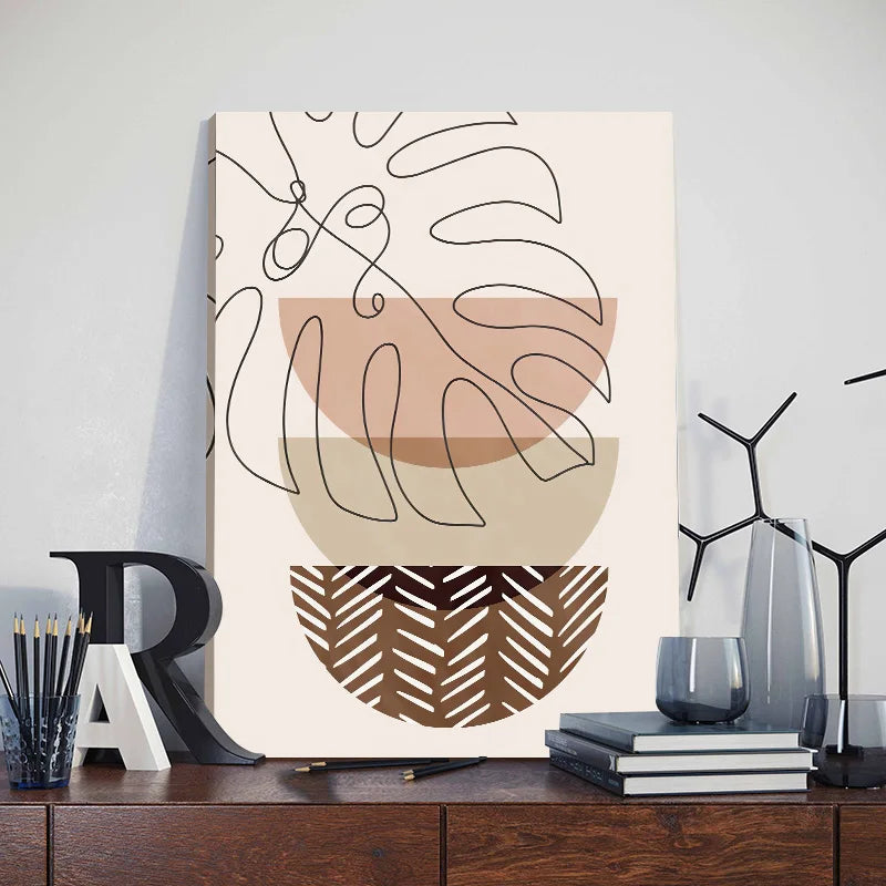 DecorBites™ Abstract Orange Leaf Posters Set - Boho Home Wall Art