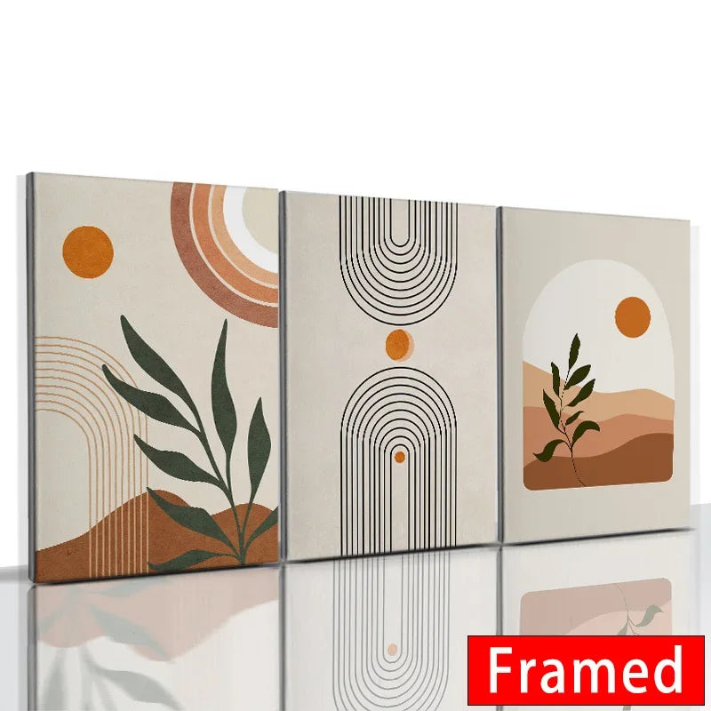 DecorBites™ Abstract Orange Leaf Posters Set - Boho Home Wall Art