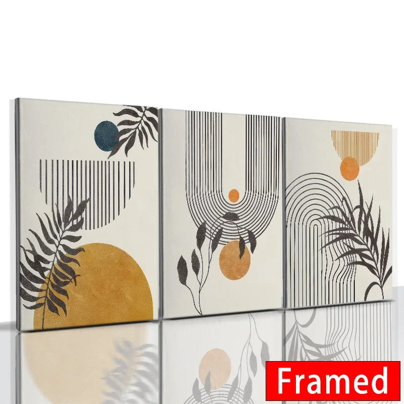 DecorBites™ Abstract Orange Leaf Posters Set - Boho Home Wall Art