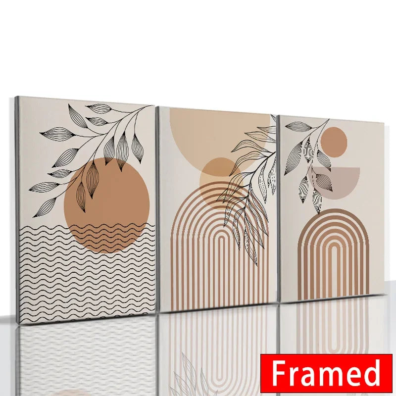 DecorBites™ Abstract Orange Leaf Posters Set - Boho Home Wall Art