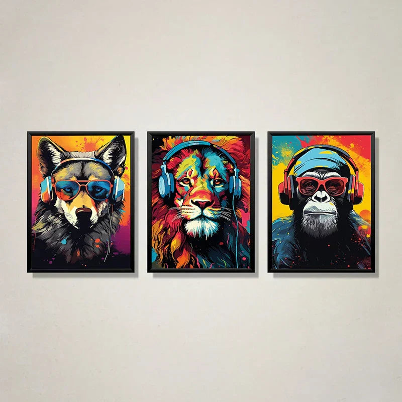 DecorBites™ Animal Headphones Gaming Posters for Teens