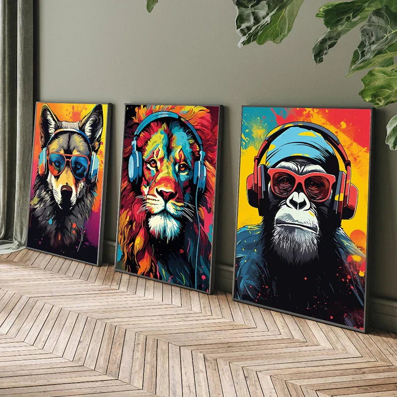 DecorBites™ Animal Headphones Gaming Posters for Teens