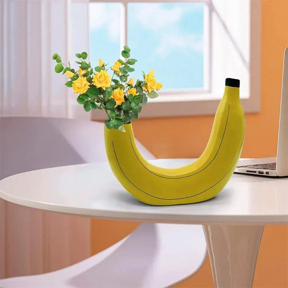 DecorBites™ Banana Shape Resin Flower Vase - Home Decor
