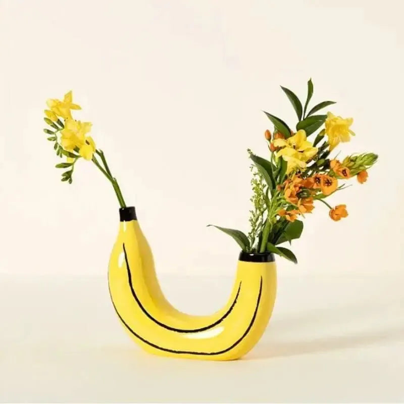 DecorBites™ Banana Shape Resin Flower Vase - Home Decor