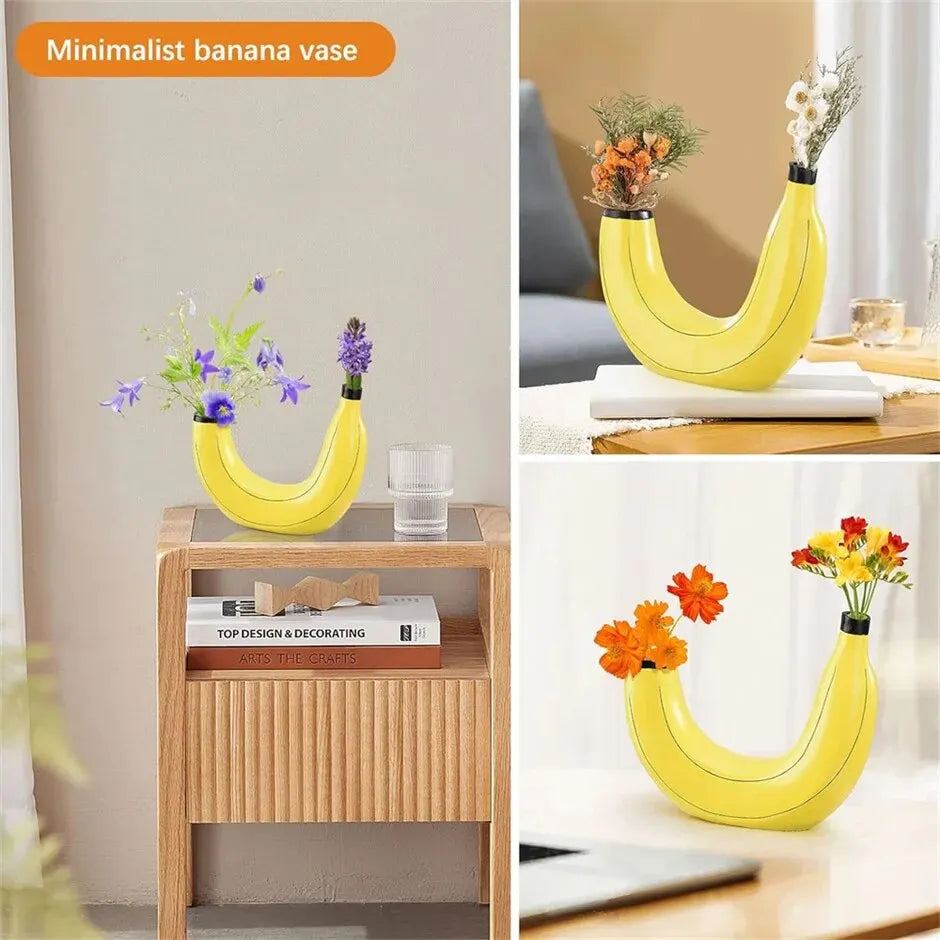 DecorBites™ Banana Shape Resin Flower Vase - Home Decor