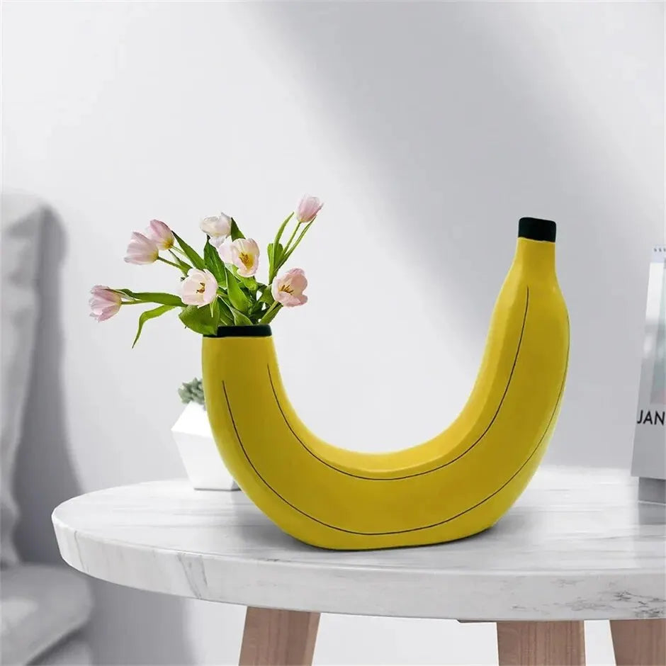 DecorBites™ Banana Shape Resin Flower Vase - Home Decor