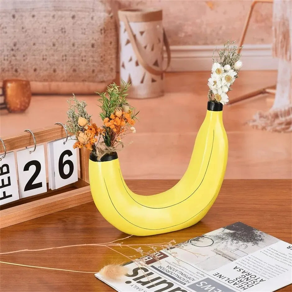 DecorBites™ Banana Shape Resin Flower Vase - Home Decor