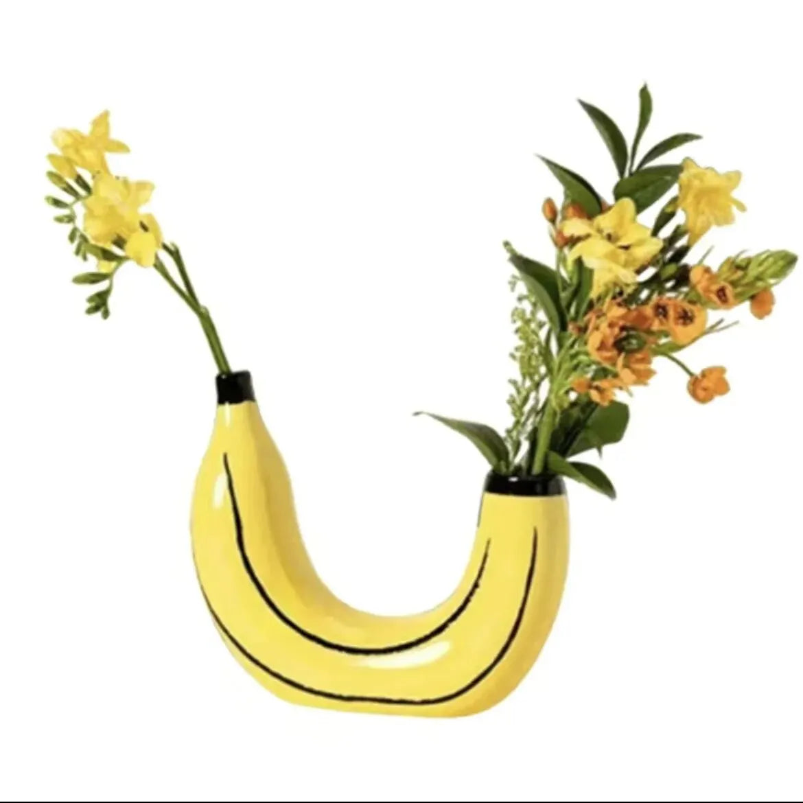 DecorBites™ Banana Shape Resin Flower Vase - Home Decor