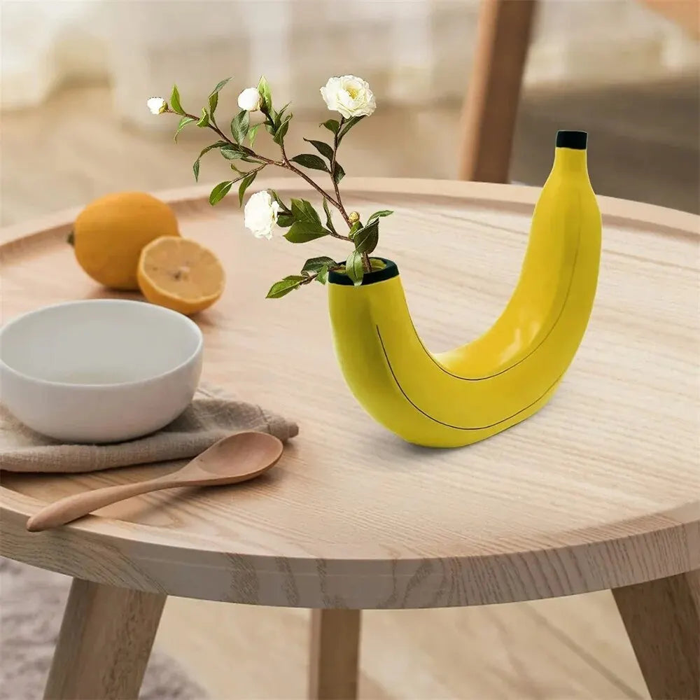 DecorBites™ Banana Shape Resin Flower Vase - Home Decor