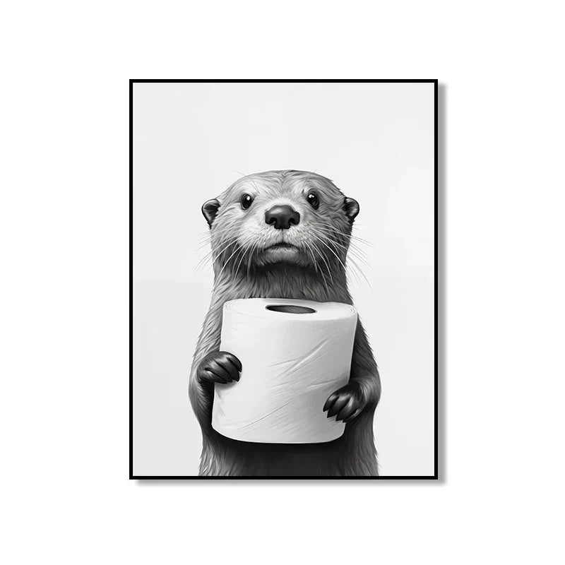 DecorBites™ Bathroom Wall Art: Cute Animal Canvas Posters