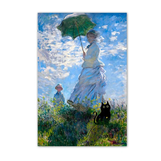 DecorBites™ Black Cat Starry Night Canvas Wall Art