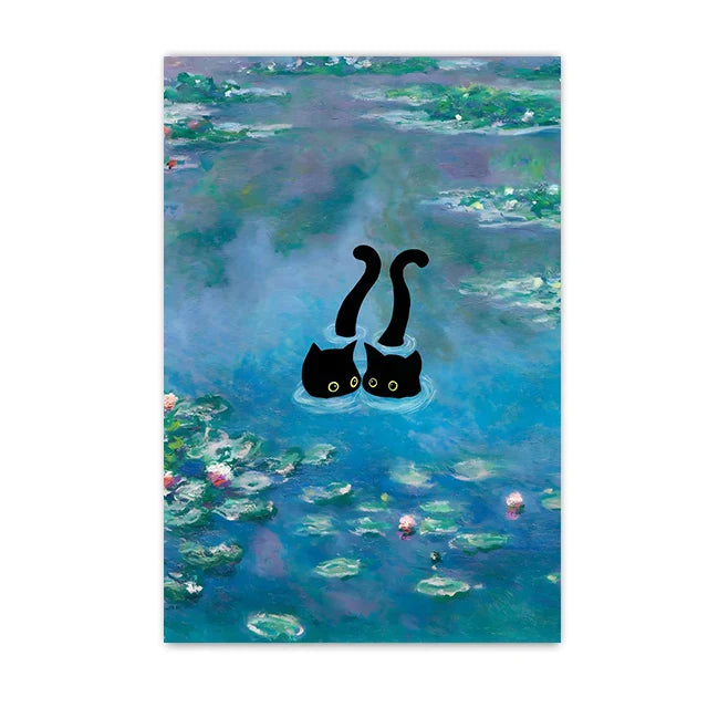 DecorBites™ Black Cat Starry Night Canvas Wall Art