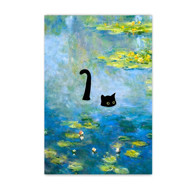 DecorBites™ Black Cat Starry Night Canvas Wall Art