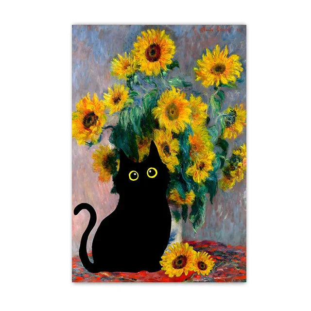 DecorBites™ Black Cat Starry Night Canvas Wall Art