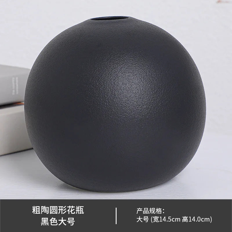 DecorBites™ Black & White Ceramic Round Vase