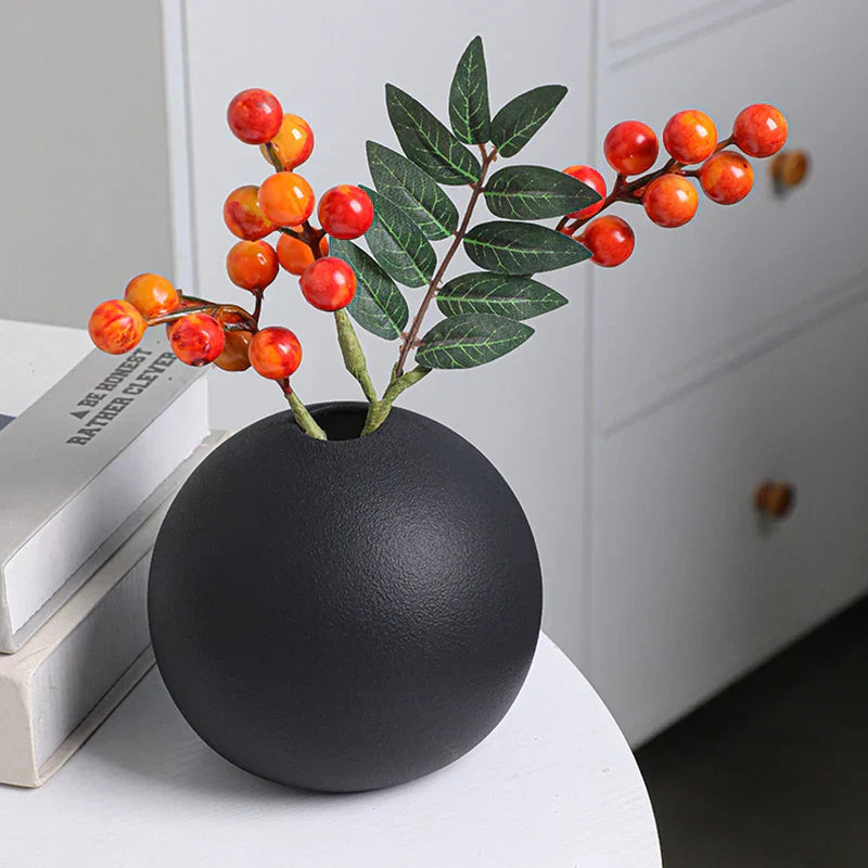 DecorBites™ Black & White Ceramic Round Vase