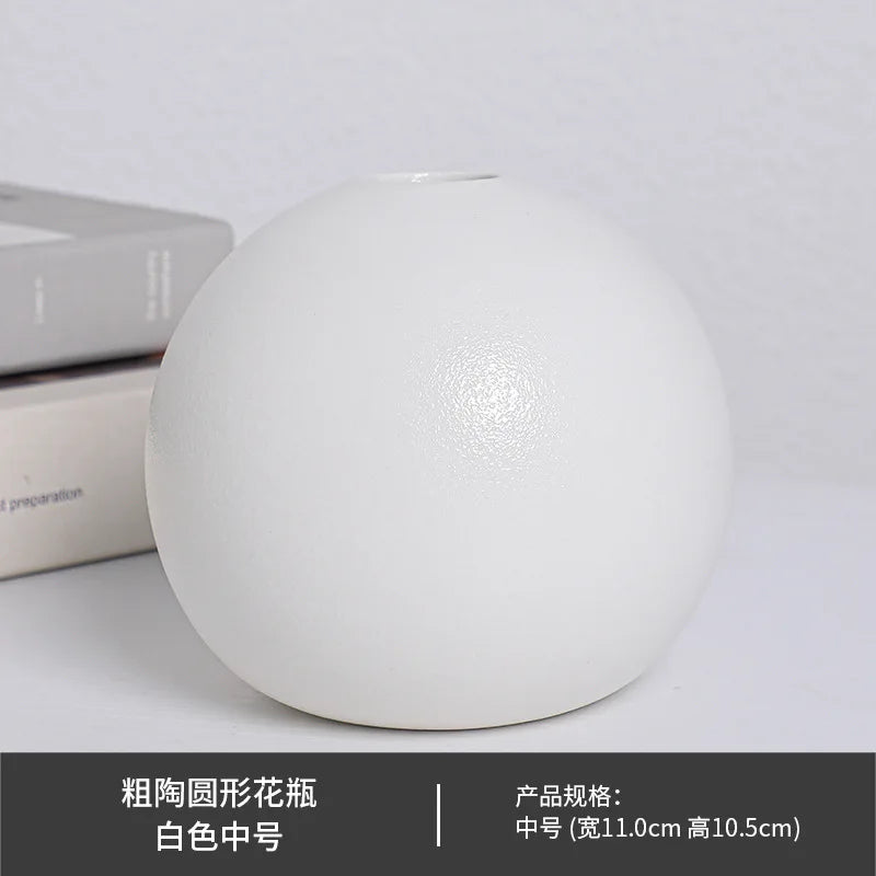 DecorBites™ Black & White Ceramic Round Vase