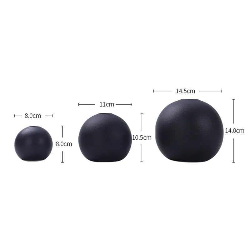 DecorBites™ Black & White Ceramic Round Vase