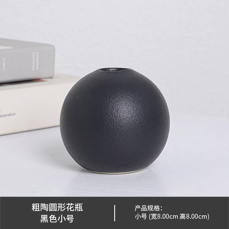 DecorBites™ Black & White Ceramic Round Vase