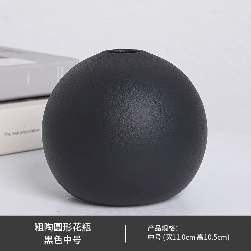 DecorBites™ Black & White Ceramic Round Vase