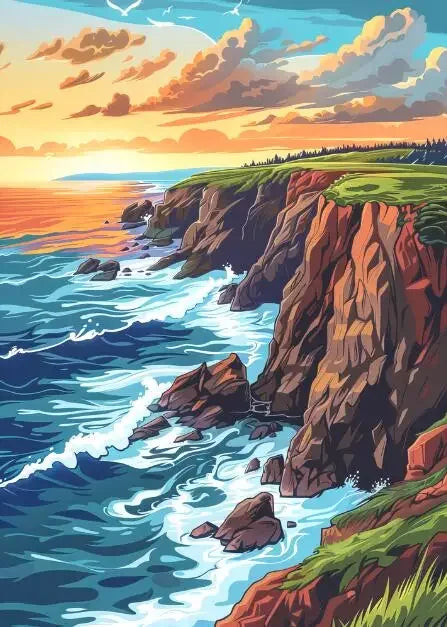 DecorBites™ "Blue Beach Cabin Forest Canvas Wall Art"