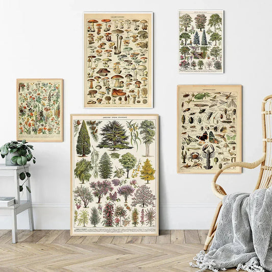 DecorBites™ Botanical Vintage Encyclopedia Prints Wall Art