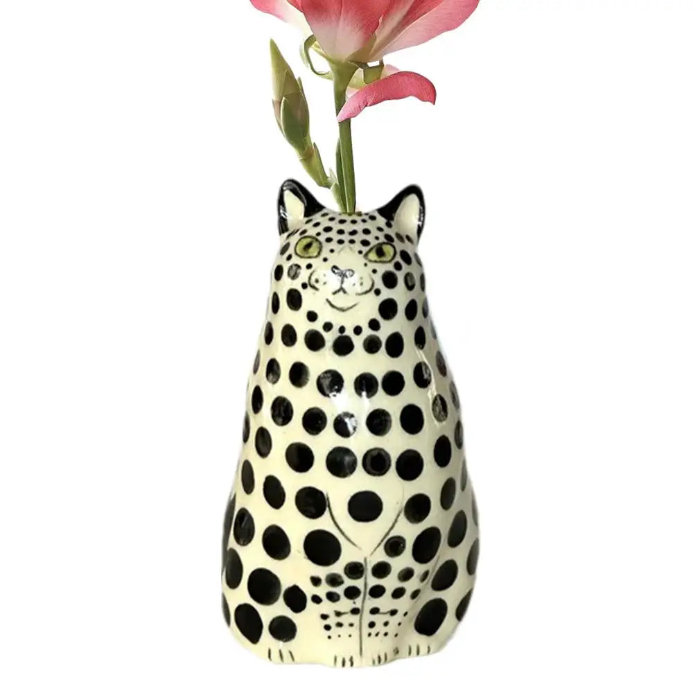 DecorBites™ Cat Polka Dot Resin Flower Bud Vase