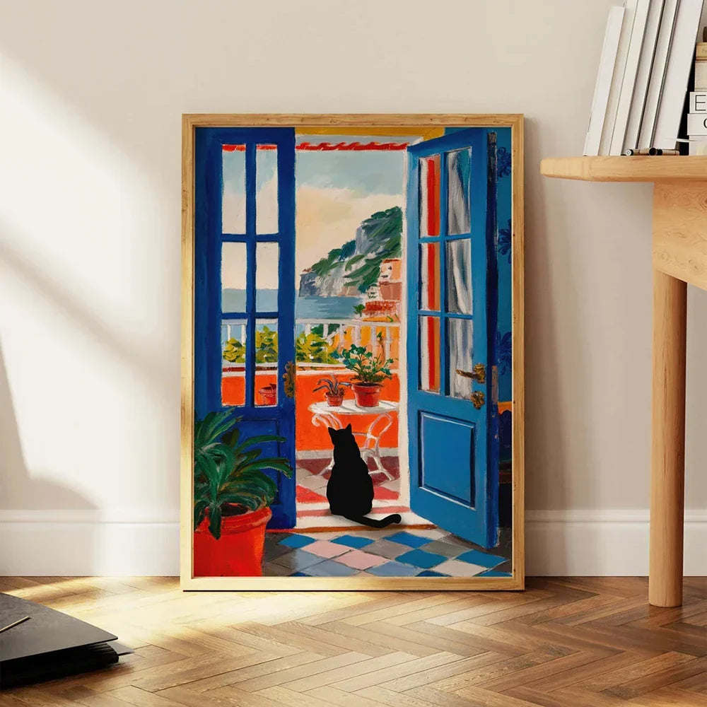 DecorBites™ Cat Reading on Toilet Wall Art