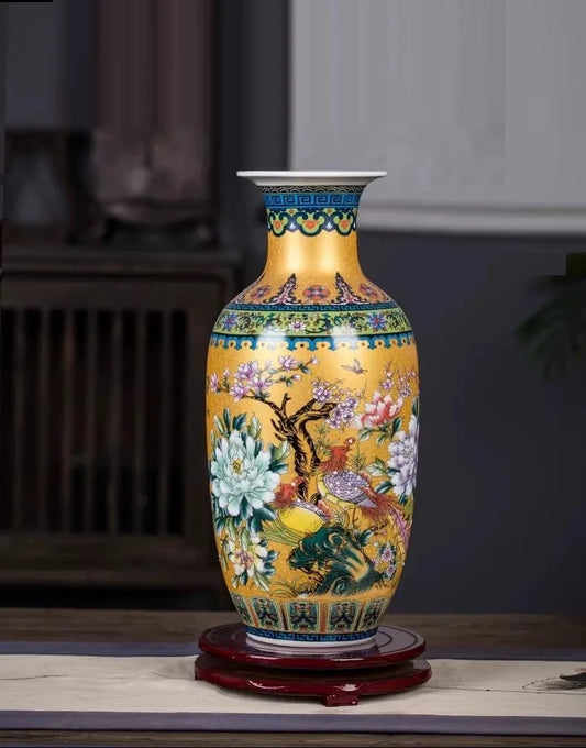 DecorBites™ Chinese Style Enamel Colored Vase Decoration