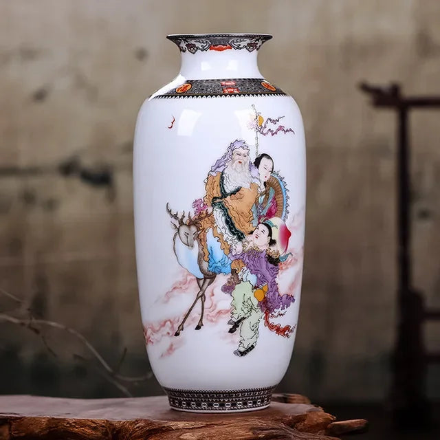 DecorBites™ Chinese Traditional Ceramic Vase for Home Decor